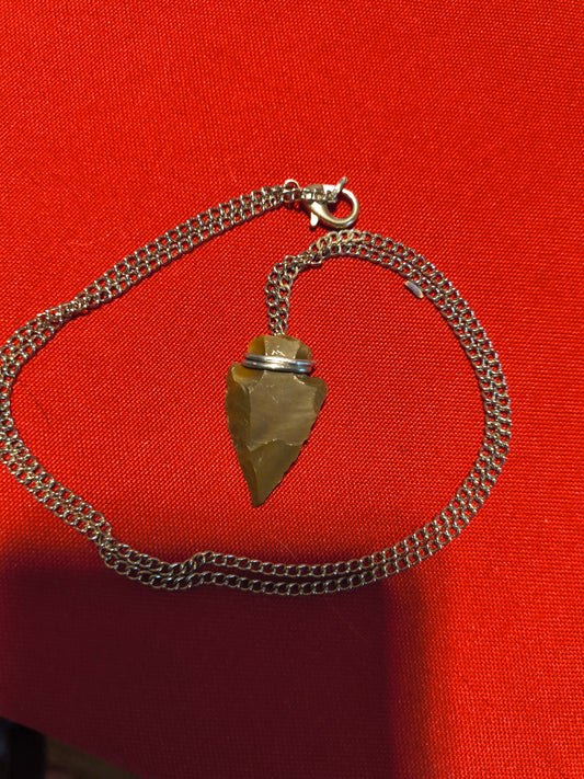 Tigers eye arrowhead necklace