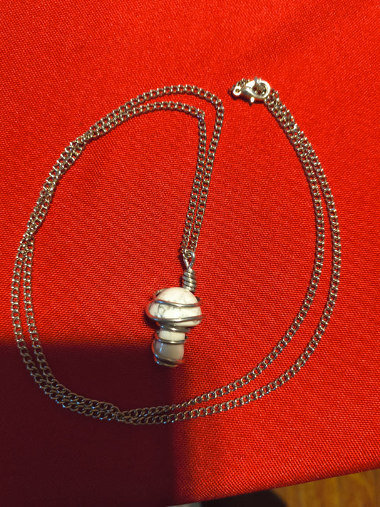 Howlite mushroom necklace